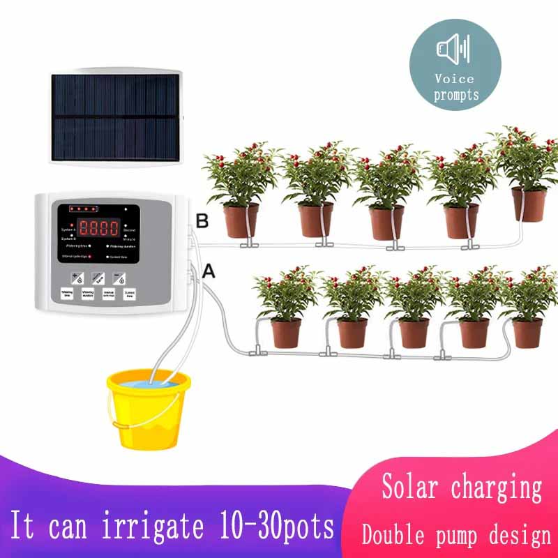 Smart Garden Watering Can - สวนอุปกรณ์ชลประทานหยดปั๊มคู่Controllerระบบจับเวลา,พลังงานแสงอาทิตย์อัจฉริยะอุปกรณ์รดน้ําอัตโนมัติสําหรับพืช