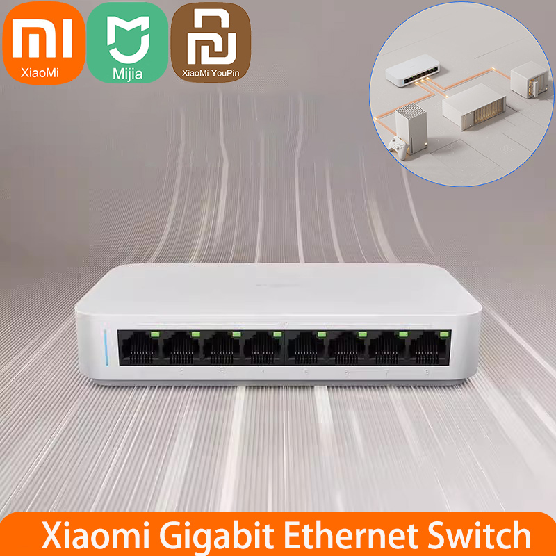 Xiaomi Hub Mijia Hub - Xiaomi Mi 8พอร์ตสวิตช์อีเธอร์เน็ตกิกะบิต RJ45 1000Mbps สวิตช์เครือข่ายขนาดเล็กตัวแยกสัญญาณอีเทอร์เน็ตแลนสวิตช์ฮับเราเตอร์