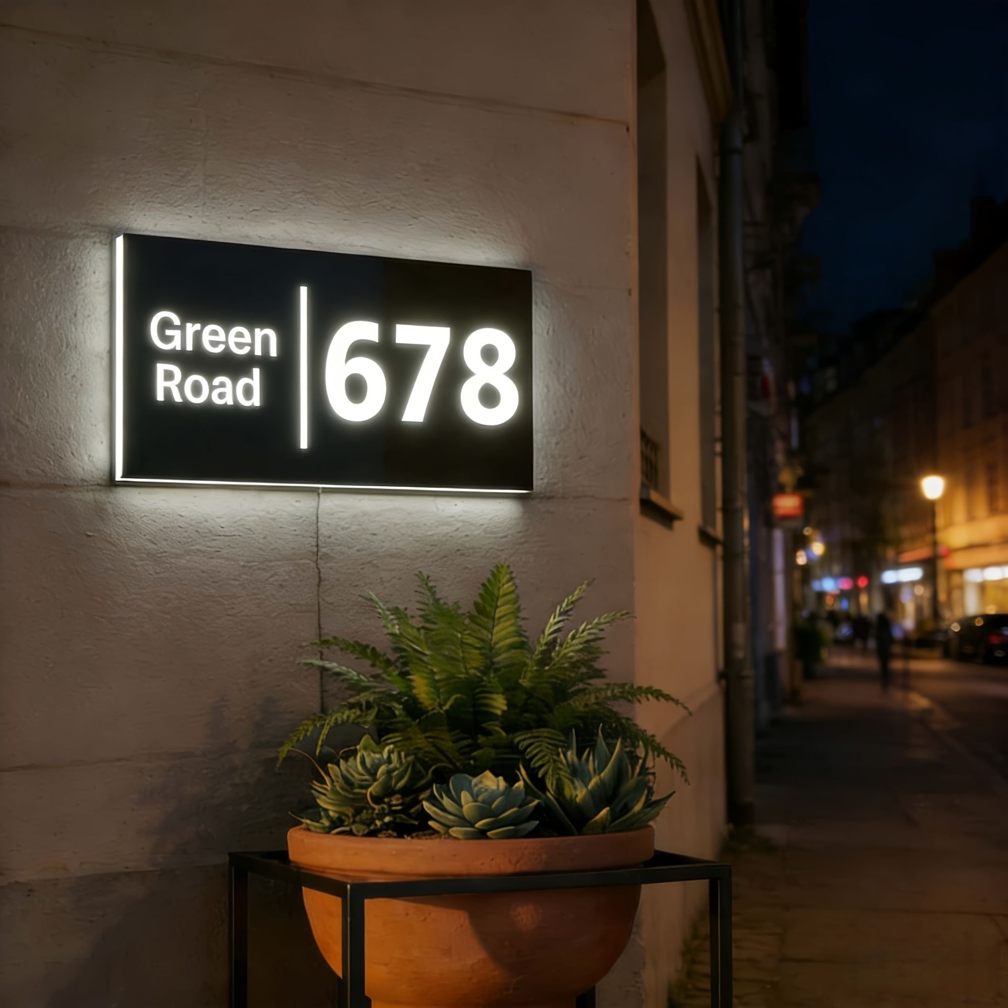 Smart Garden Restaurant - ป้ายบ้าน LED สมาร์ท HD แบบเรียบง่ายทันสมัย สำหรับภายนอกบ้าน