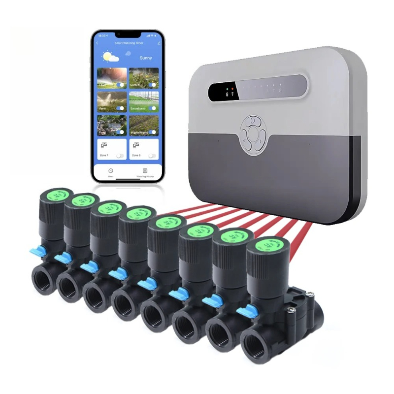 Smart Garden Zone - ตัวควบคุมวาล์วน้ำโซลินอยด์สำหรับสวน 8 โซน ควบคุมการรดน้ำด้วยเสียงจากระยะไกล ตัวตั้งเวลาวาล์วฉีดน้ำอัจฉริยะ ระบบตั้งเวลาการรดน้ำสนามหญ้า